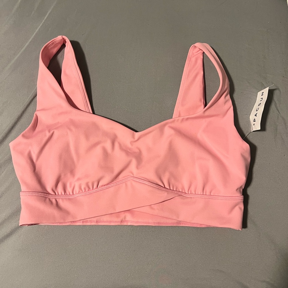 baby pink cross over pacsun sportsbra